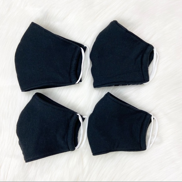 ‼️4 BLACK HANDMADE IN USA - cotton face masks - Picture 2 of 3